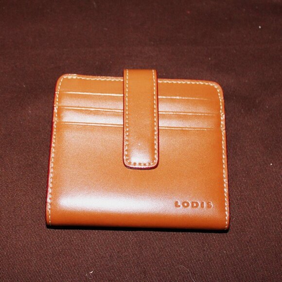 NWOT LADIES LODIS BIFOLD WALLET/CREDIT CARD CASE - CARAMEL COLOR LEATHER - Picture 1 of 5
